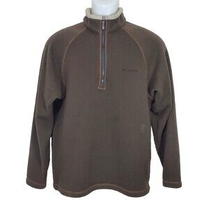 Columbia Sweater Pullover Medium Brown Ribbed Knit Half Zip Casual Outdoors